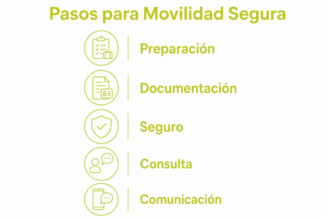 Guía visual con los pasos esenciales para viajar al extranjero de forma segura