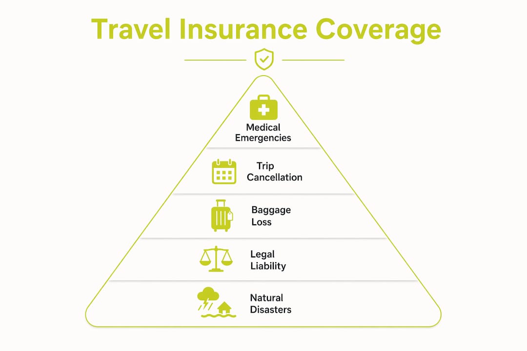 Infographic illustrating travel insurance coverage hierarchy