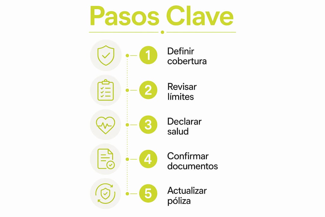 Guía visual con los pasos esenciales para contratar un seguro familiar internacional