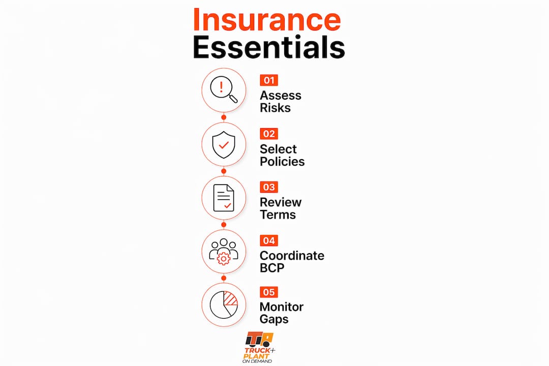 Infographic illustrating essential steps for business continuity insurance
