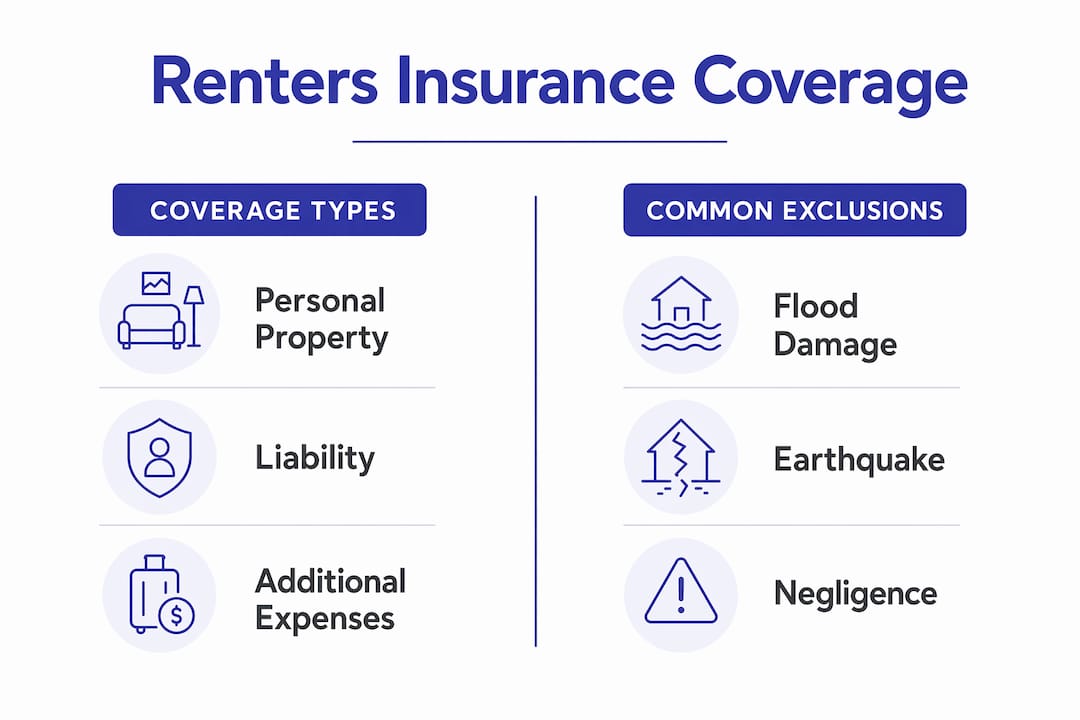 Infographic comparing insurance coverages and exclusions