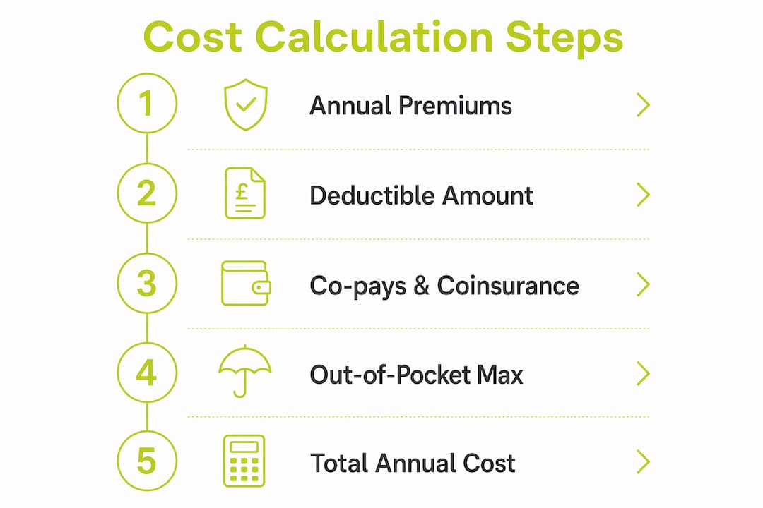 Vertical flow infographic showing steps in insurance cost calculation