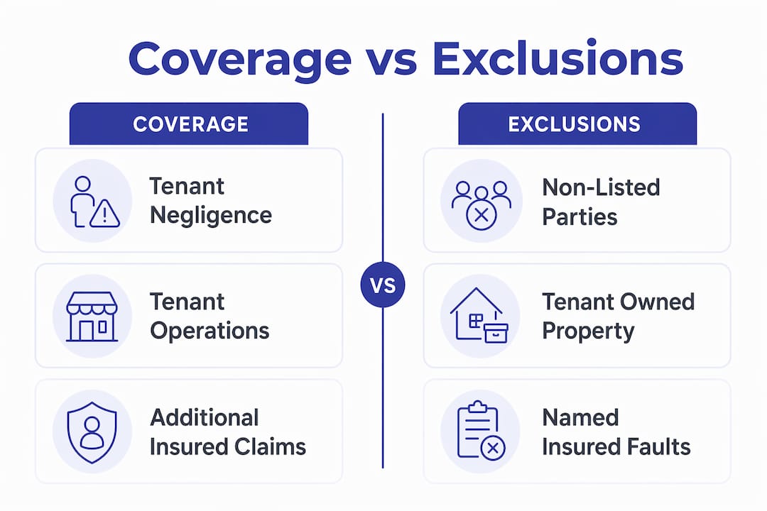 Infographic comparing insurance coverage and exclusions