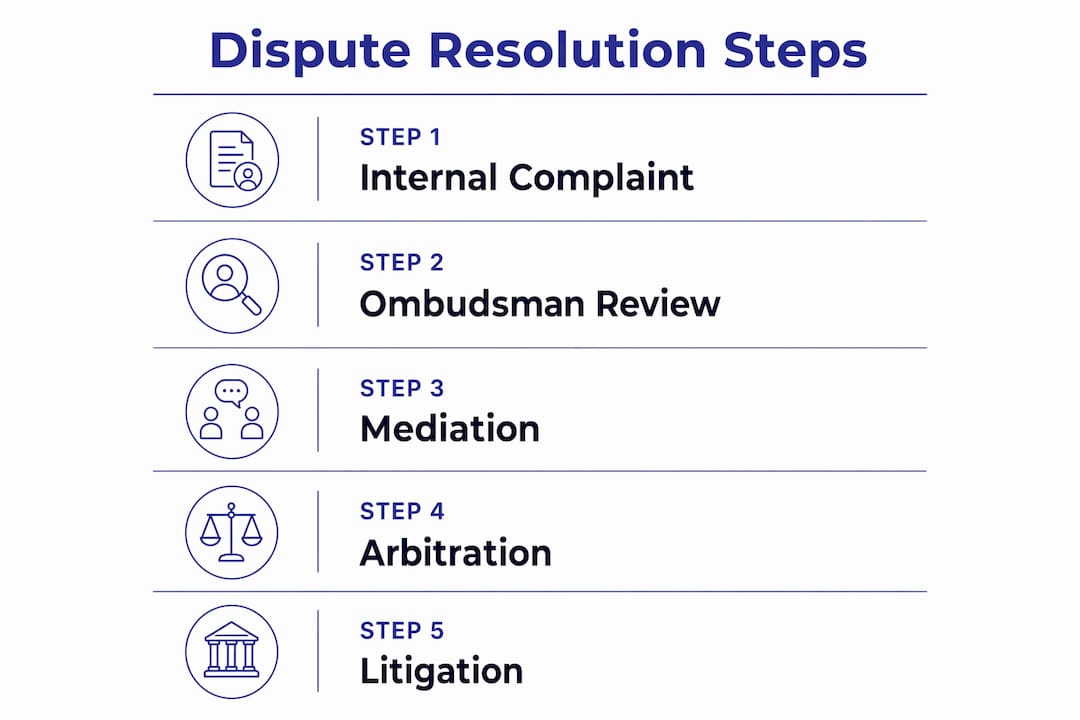 Infographic illustrating the steps in insurance dispute resolution
