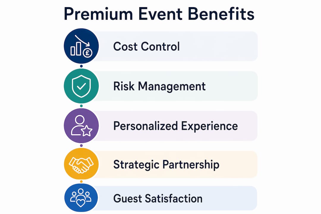 Infographic showing five key benefits of premium event services