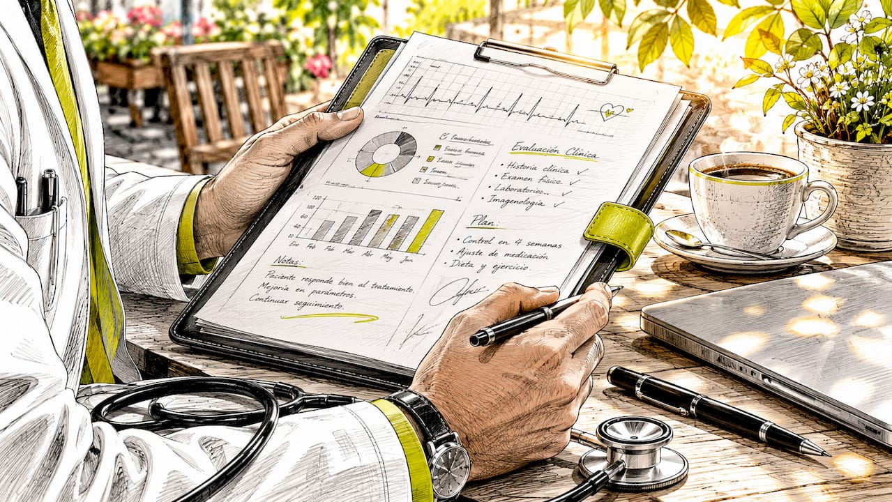 El médico revisa detenidamente el historial clínico del paciente.