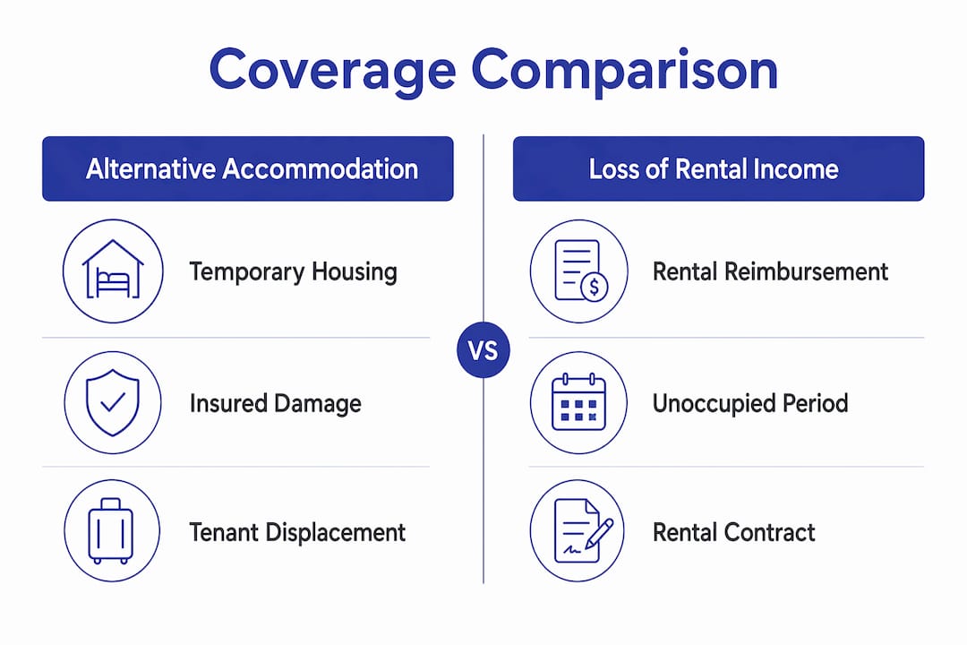 Infographic comparing alternative accommodation and rental income cover