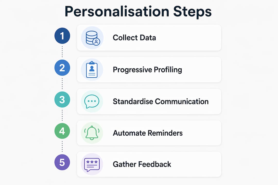 Infographic illustrating steps to personalise client experiences