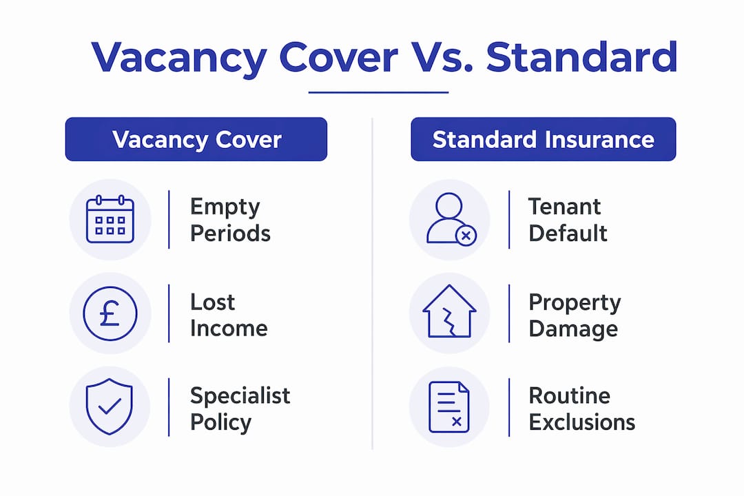 Infographic comparing vacancy cover with standard rental insurance