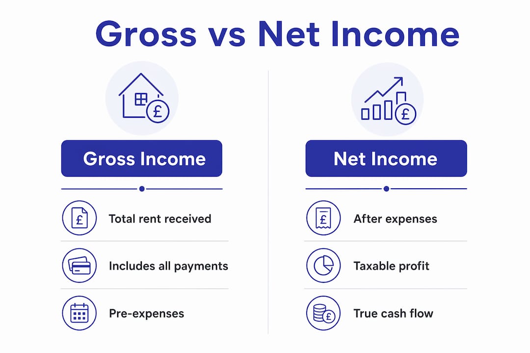 Infographic comparing gross and net rental income
