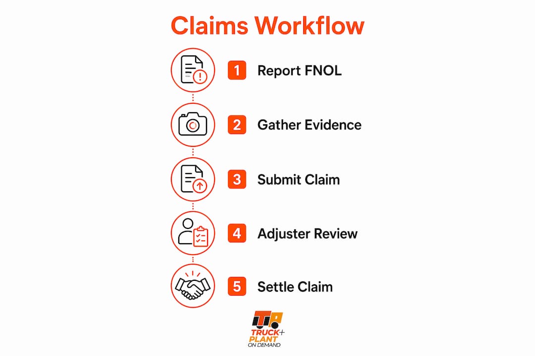 Infographic showing claims management workflow steps