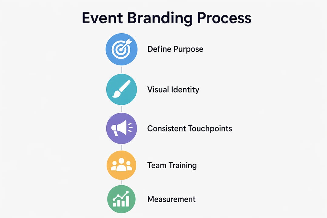 Infographic illustrating steps in event branding process