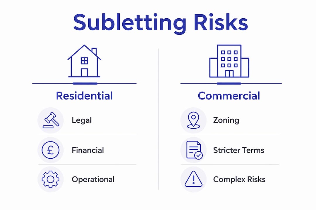 Infographic comparing residential and commercial subletting risks