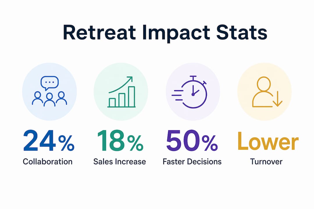 Infographic displaying key corporate retreat statistics