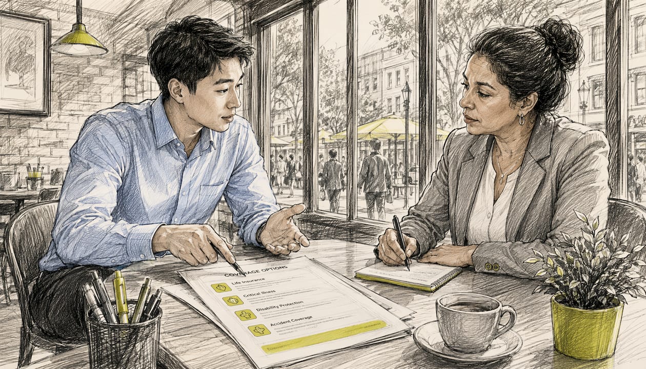 Insurance agent discussing coverage options with client