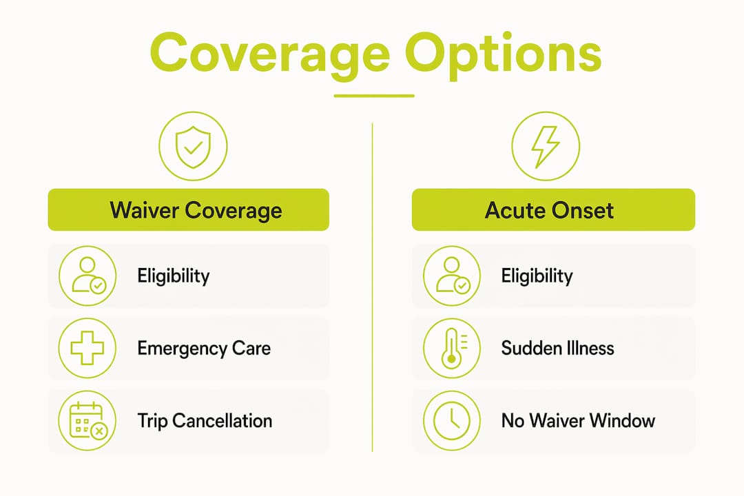 Infographic showing visitor insurance coverage options