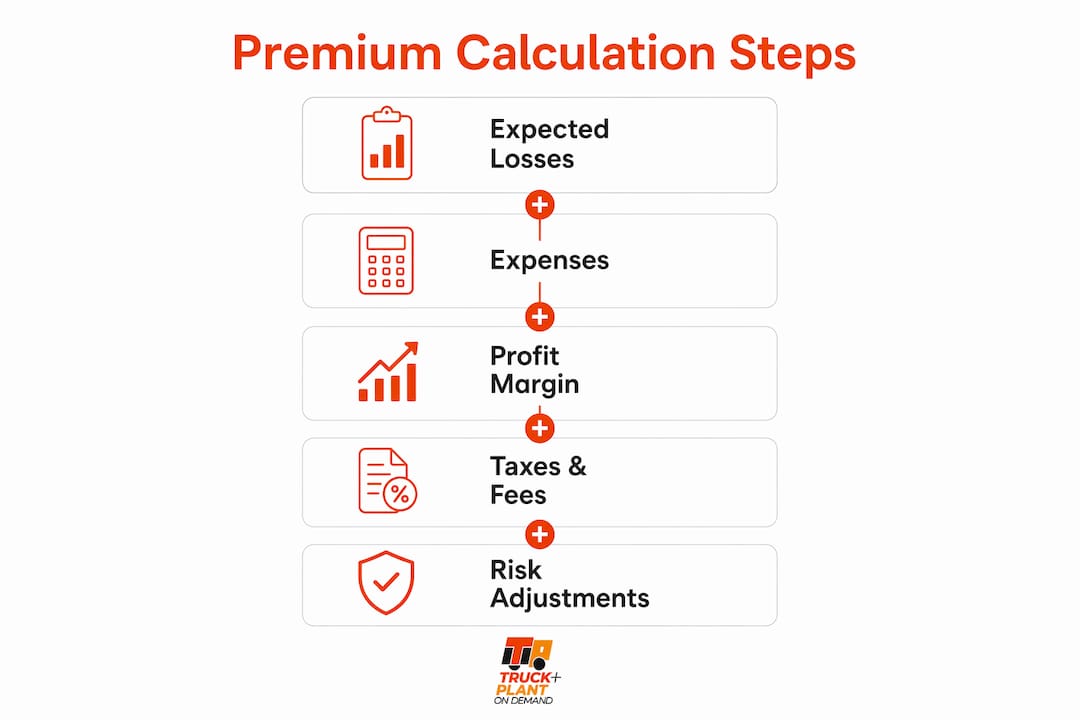 Infographic displaying steps to calculate insurance premiums
