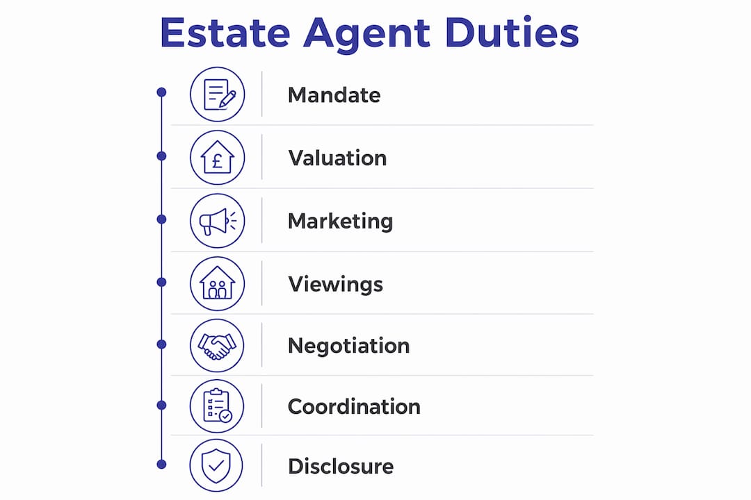 Infographic showing estate agent duties flow