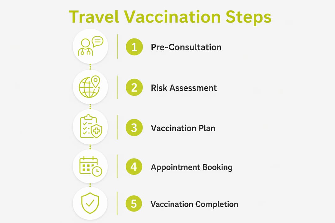 Infographic showing travel vaccination steps