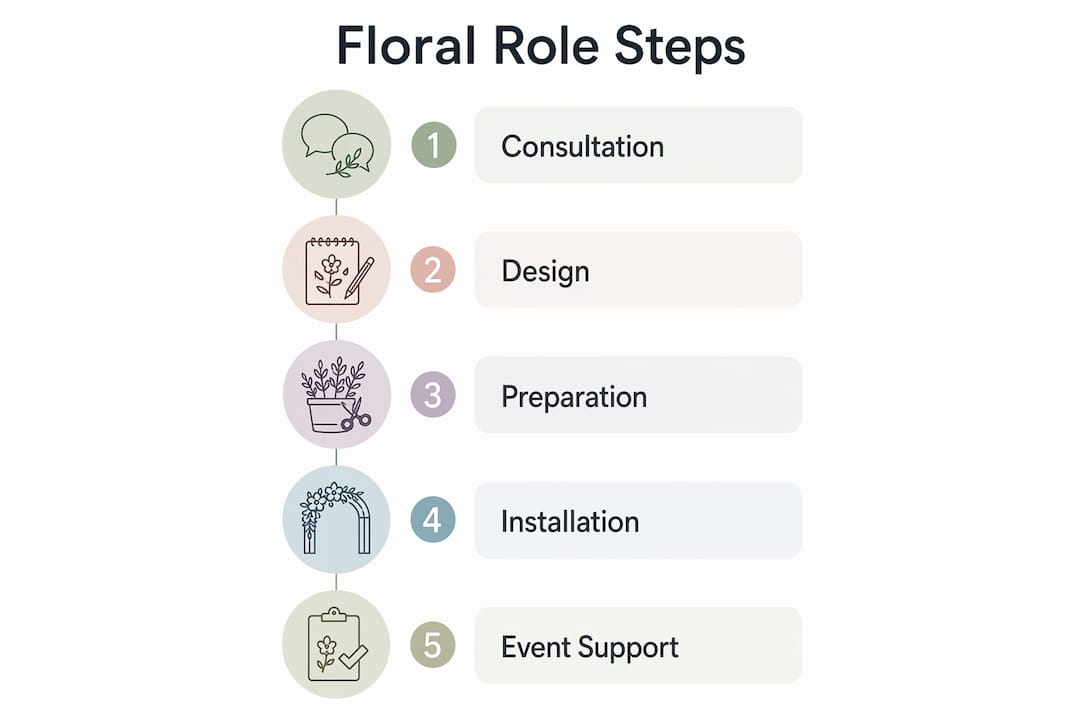 Infographic outlining wedding florist duties