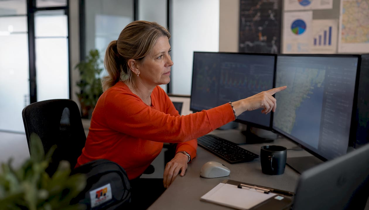 Fleet analyst monitoring telematics data