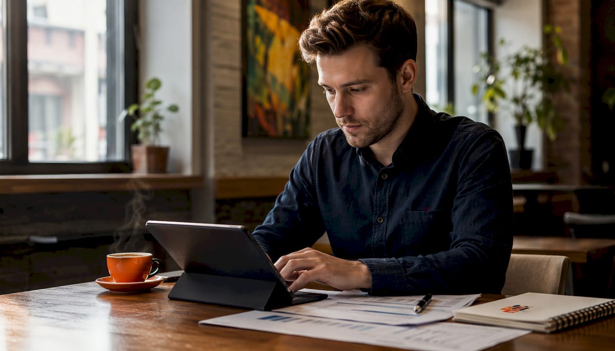 Insurance underwriter typing at desk