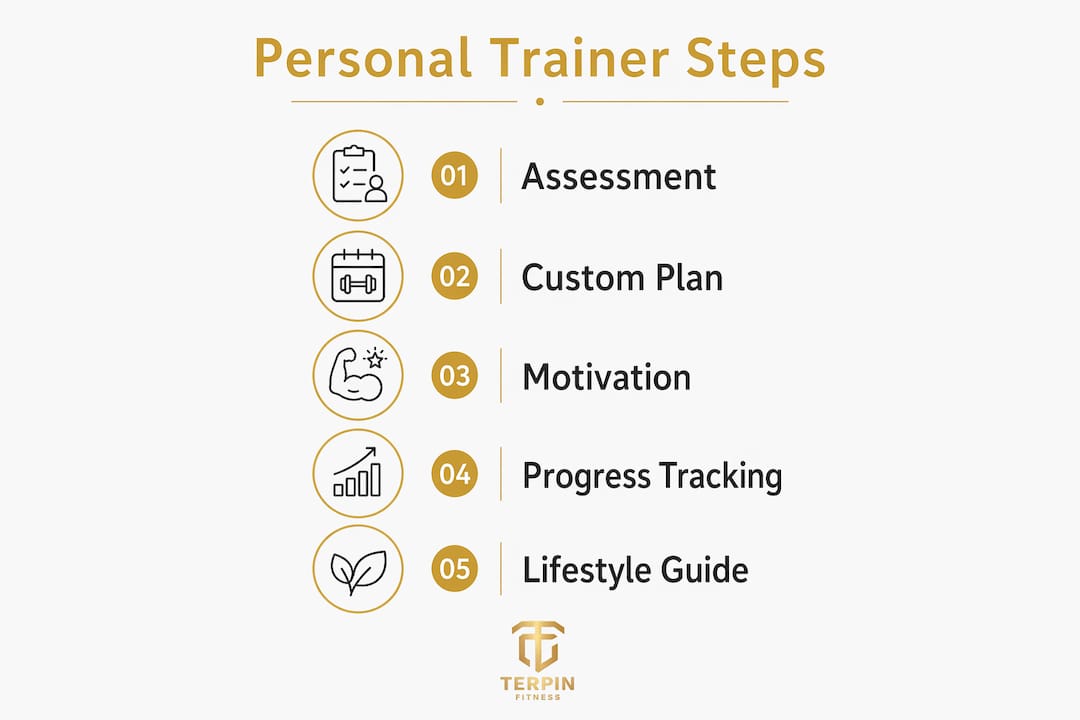 Infographic outlining five key steps in personal training
