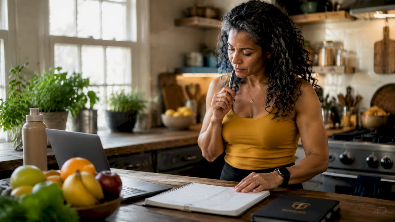 Female nutrition coach planning session at desk