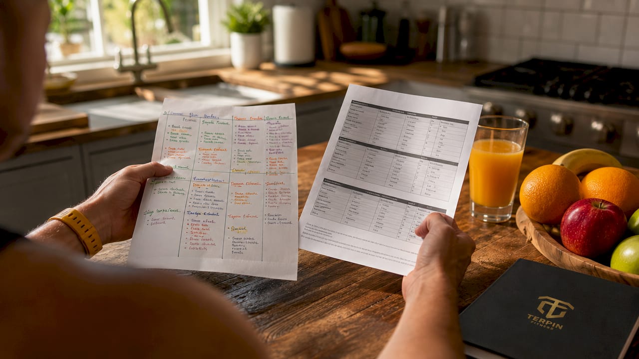 Hands holding personalized and generic diet plans