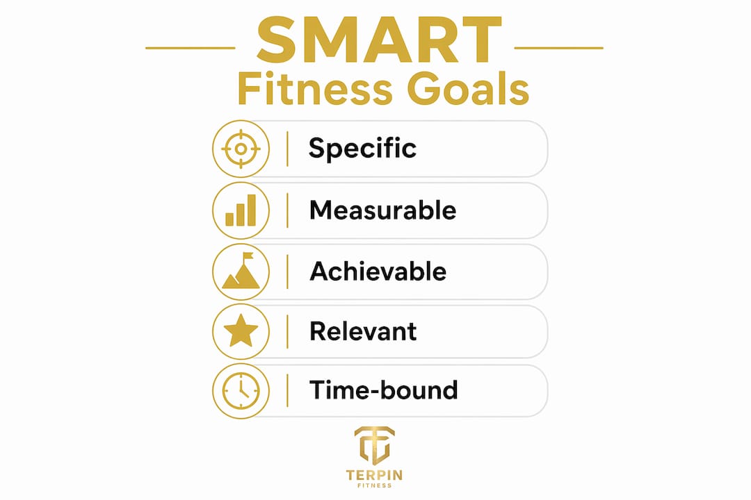 Infographic illustrating SMART fitness goals steps