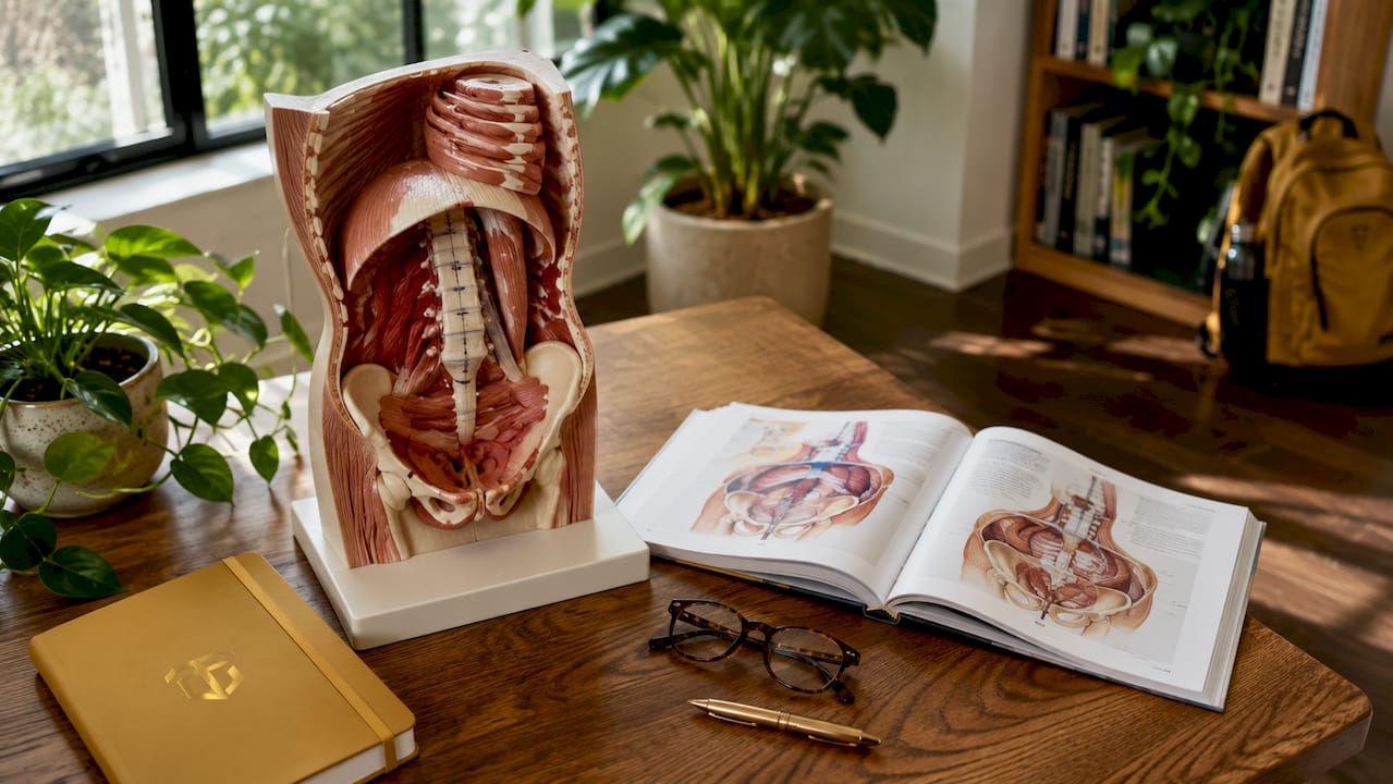 Anatomical model showing core muscles close-up