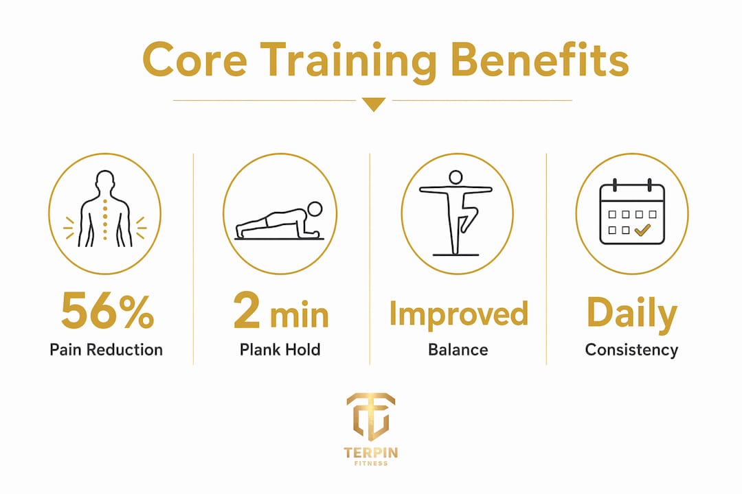 Infographic showing core training benefits with key statistics