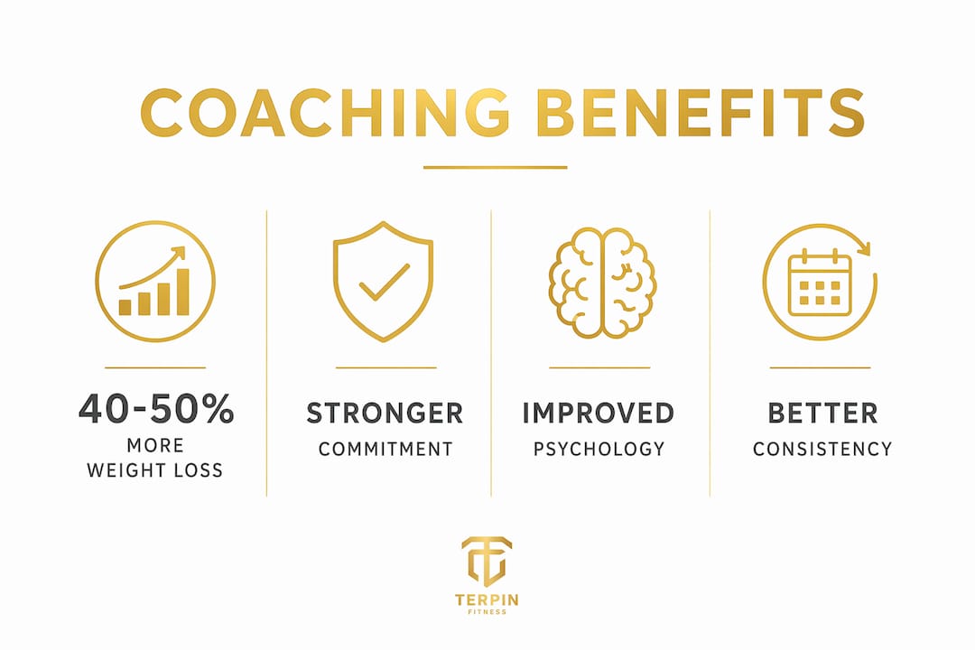 Infographic presenting key benefits of weight loss coaching