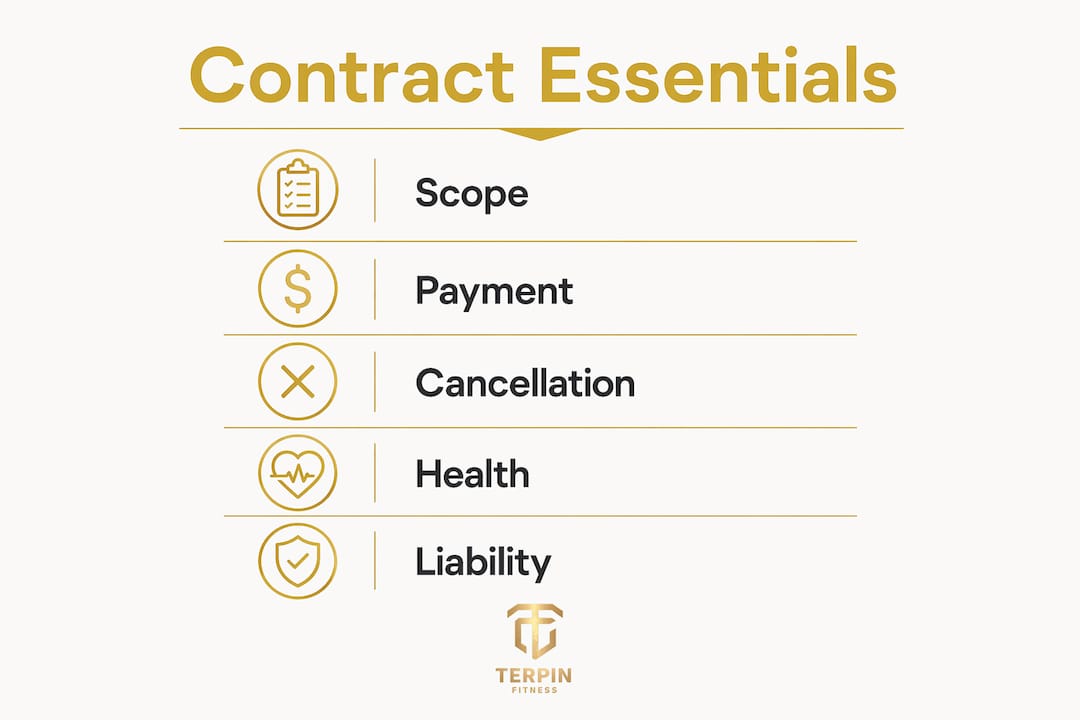 Infographic outlining key elements of personal training contracts