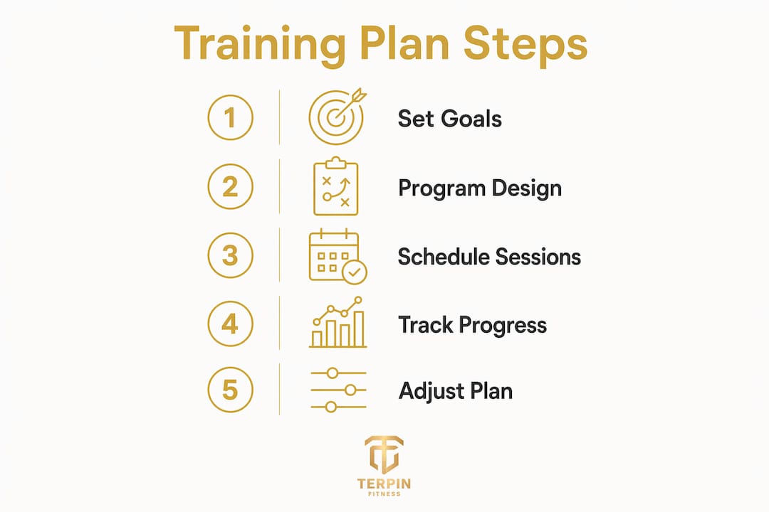 Infographic outlining five training plan steps