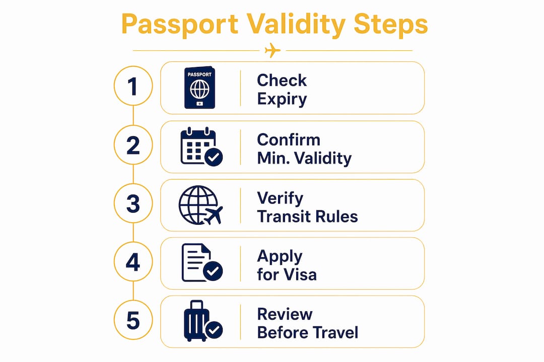 Infographic explaining passport validity steps