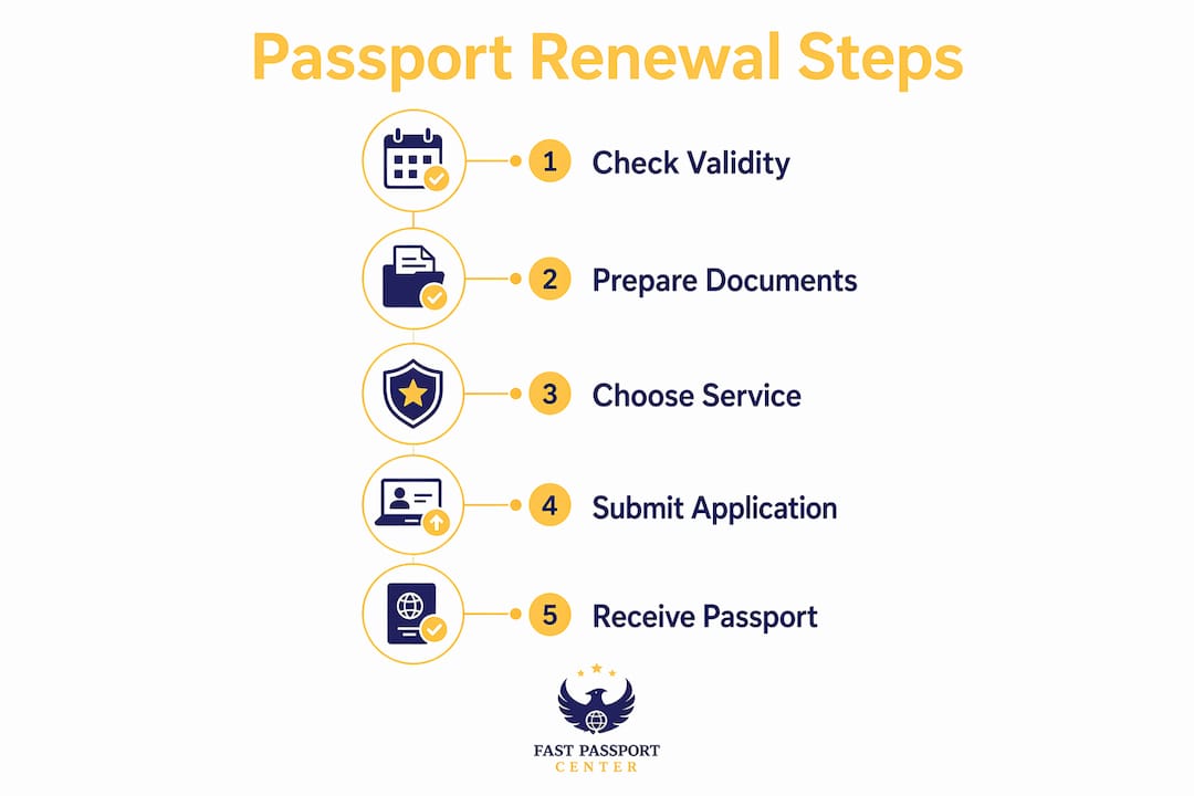 Infographic outlining passport renewal steps