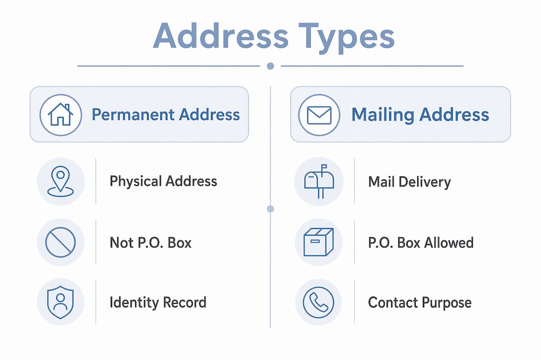 Infographic comparing permanent and mailing addresses