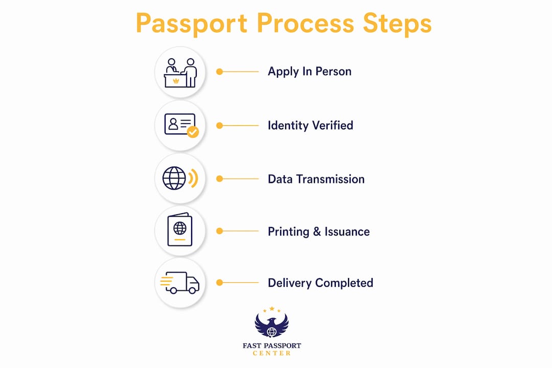 Infographic of US passport application steps