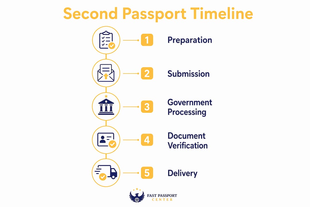 Timeline infographic for second passport acquisition
