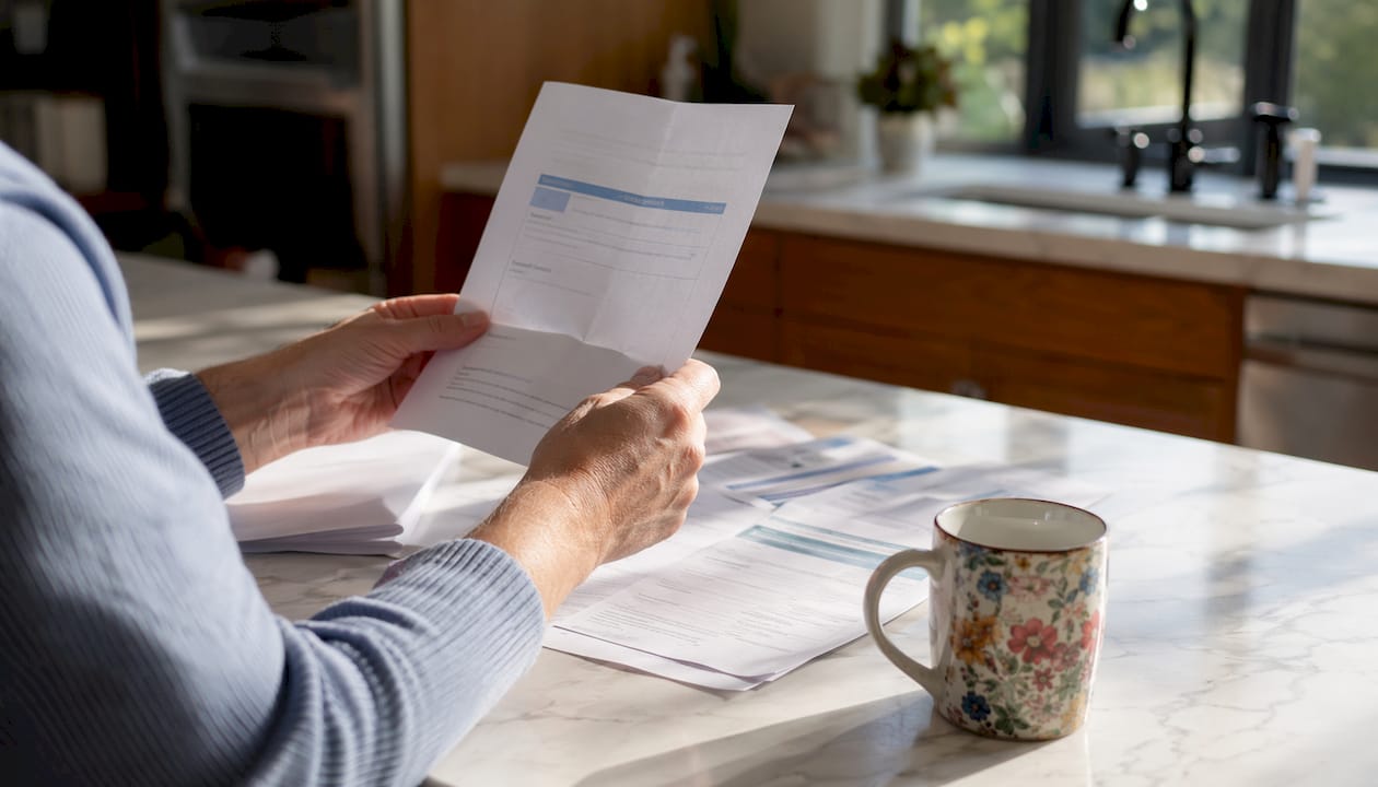 Hands holding conditional approval paper in office