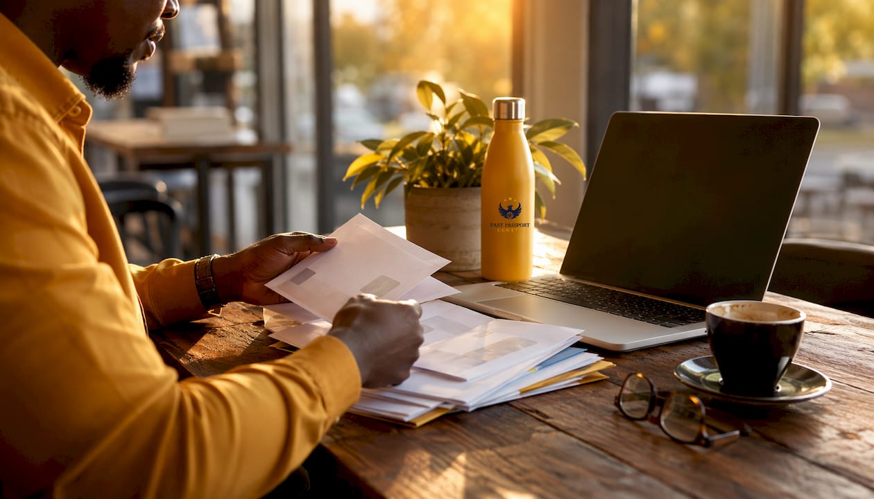Hands managing visa application finances