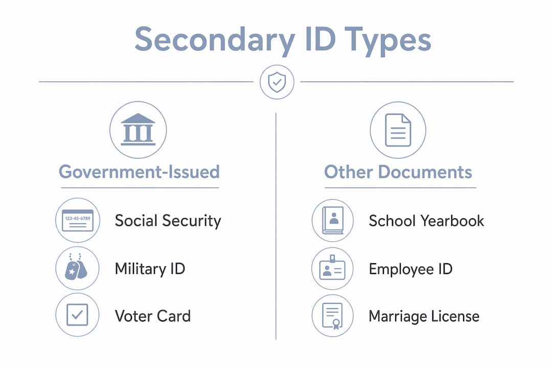 Infographic comparing government and other secondary ID types