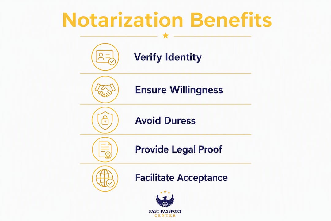 Infographic illustrating benefits of notarization