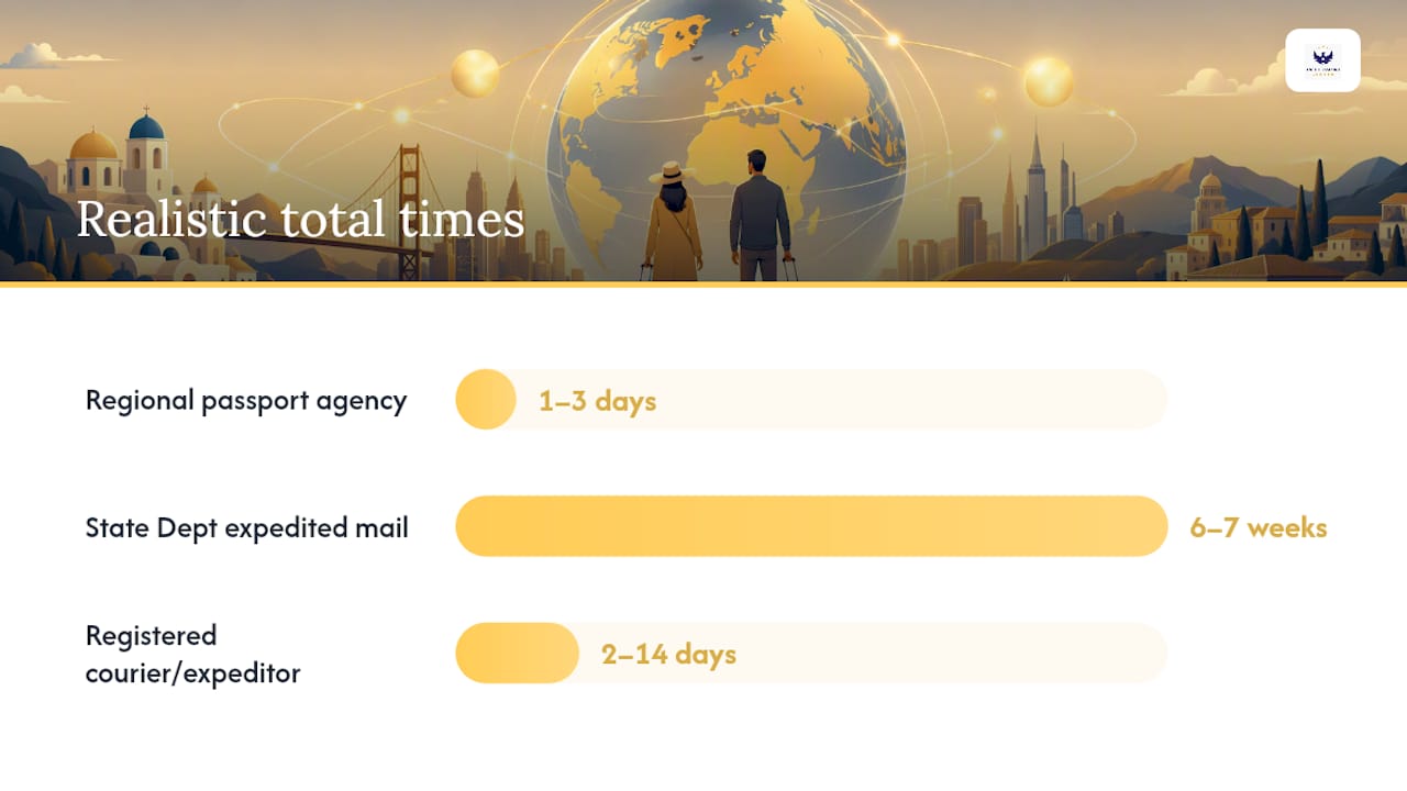 Comparison of passport processing timelines by route