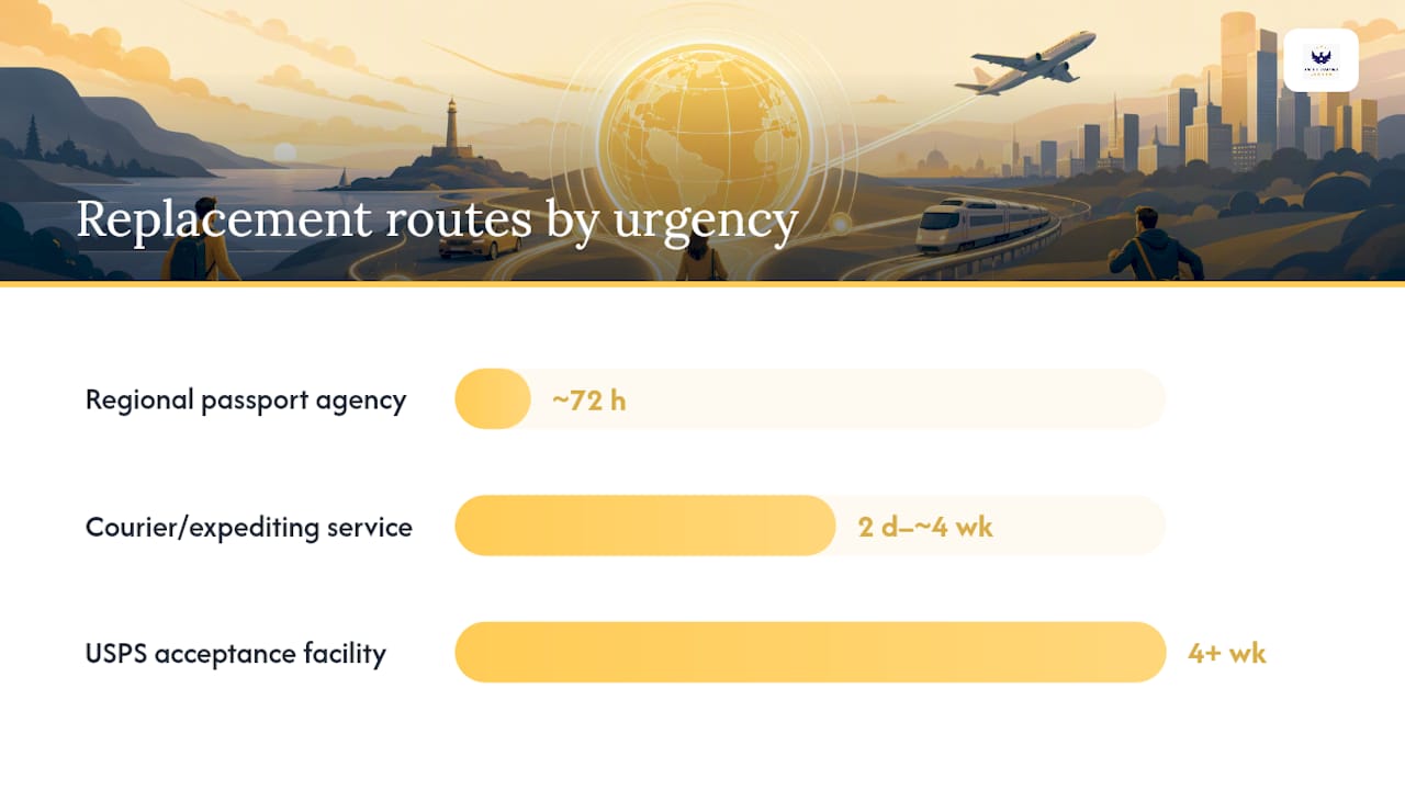 Comparison chart of passport replacement routes and timelines