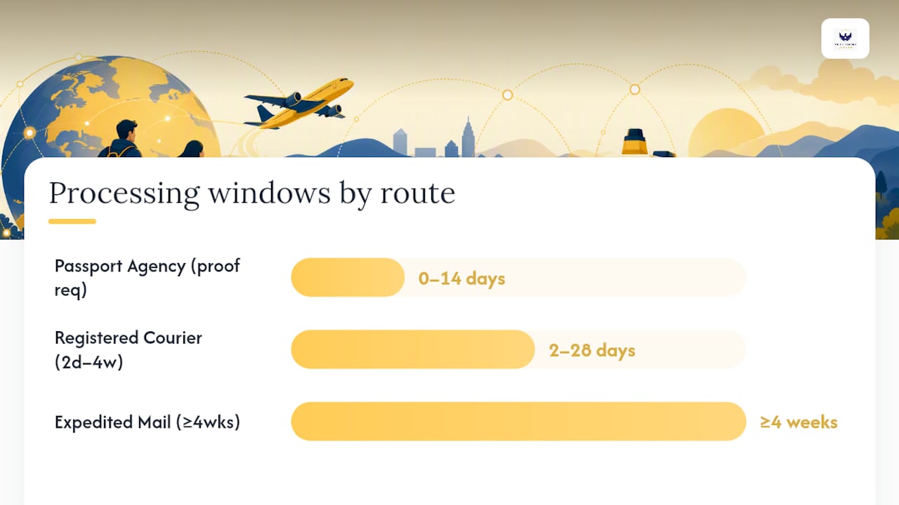 Timeline comparison of child passport urgent processing options