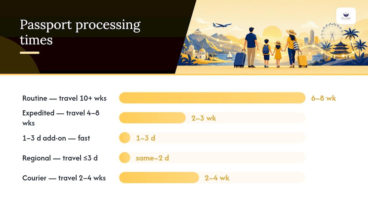 Comparison diagram of passport service processing times