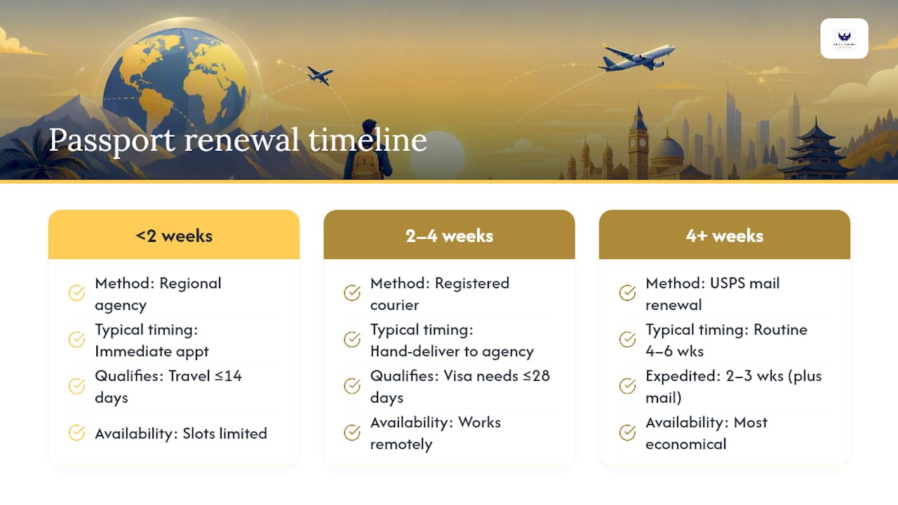 Passport renewal timeline and options comparison