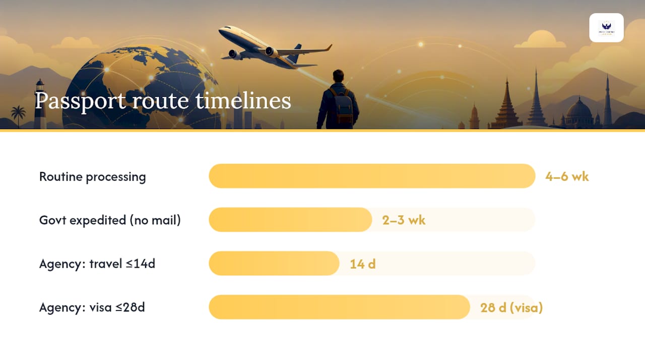 Passport processing timelines comparison infographic